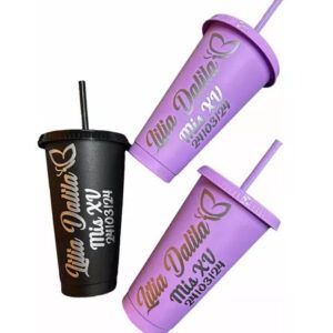 Vasos personalizados con popote