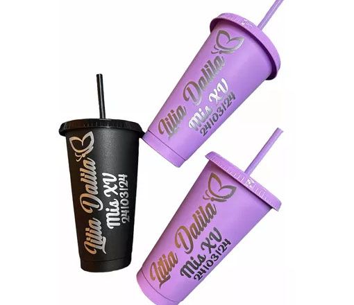 Vasos personalizados con popote